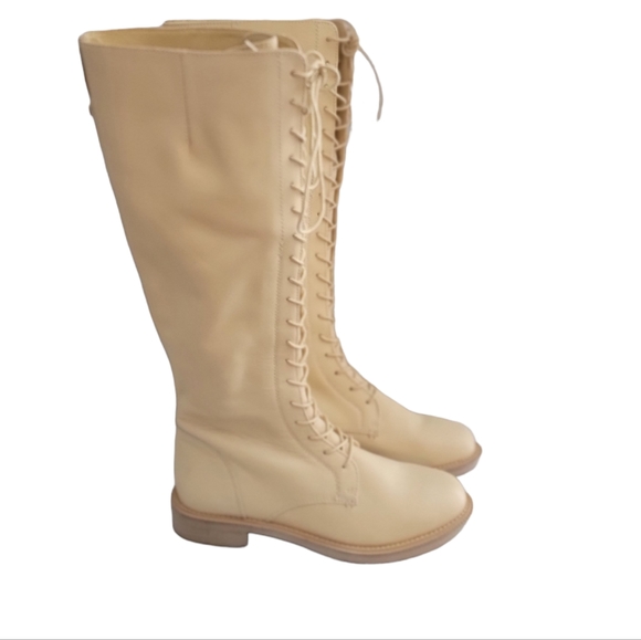 Sam Edelman Shoes - Sam Edelman  Nance Knee-High Boots Cream leather  lace up size 7 1/2 NWOB